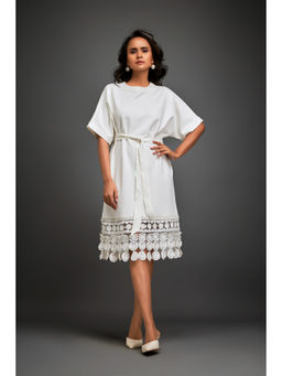 Deepika Arora - Womens Embroidered White Dress Belt (Set of 2)