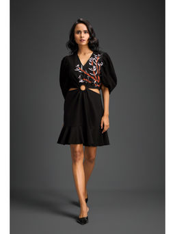 Deepika Arora - Womens Embroidered Black Dress