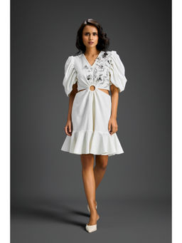 Deepika Arora - Womens Embroidered White Dress