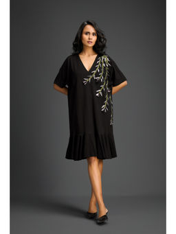Deepika Arora - Womens Embroidered Black Dress