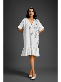 Deepika Arora - Womens Embroidered White Dress