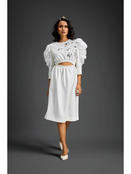 Deepika Arora - Womens Embroidered White Dress