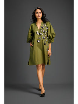 Deepika Arora - Womens Embroidered Green Dress