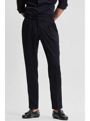 Snitch Black Plain Slim Chinos for Men - Image 1