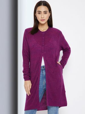 Elegant Purple Full Sleeve Sweater main image 1