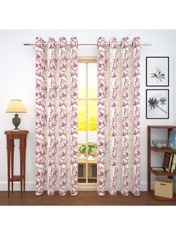 Story@Home - 215 Cm (7 Ft) Door Jacquard Floral Curtains (Pack Of 2)