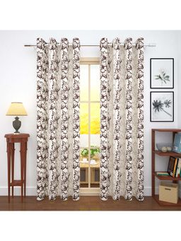 Story@Home - 215 Cm (7 Ft) Door Jacquard Room Darkening Single Floral Printed Curtain