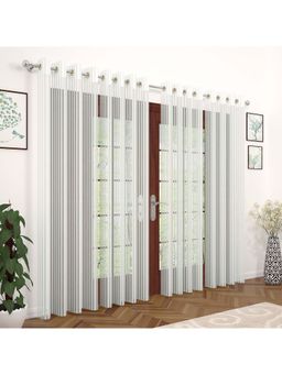Story@Home - 215 Cm (7 Ft) Door Tissue Semi Transparent Geometric Curtain (Pack Of 4) (White)
