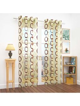 Story@Home - 215 Cm (7 Ft) Door Polyester Semi Transparent Geometric Curtains (Pack Of 2)