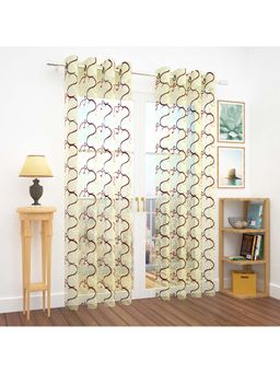 Story@Home - 215 Cm (7 Ft) Door Polyester Semi Transparent Single Floral Printed Curtain