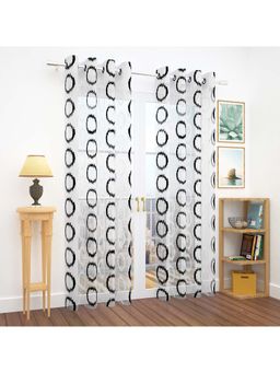 Story@Home - 215 Cm (7 Ft) Door Polyester Semi Transparent Single Geometric Curtain