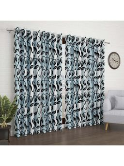 Story@Home - 215 Cm (7 Ft) Door Polyester Semi Transparent Nature Curtain (Pack Of 4) (Black)