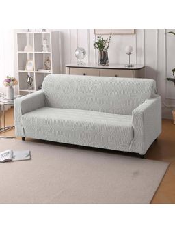 House of Quirk - Grey Double Seater Sofa Cover Premium Jacquard Fabric Soft Stretchable Couch