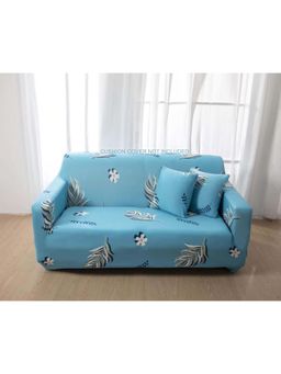 House of Quirk - Blue Two Seater Sofa Cover Woven Pattern Anti Spill Resistant & Washable