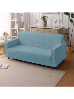 House of Quirk - Blue Two Seater Sofa Cover Woven Pattern Anti Spill Resistant & Washable