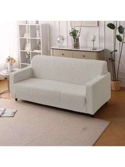 House of Quirk - Grey Two Seater Sofa Cover Woven Pattern Anti Spill Resistant & Washable