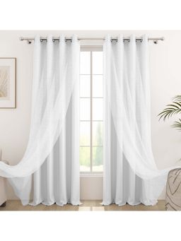 Story@Home - 242 Cm (8 Ft) Shower Polyester, Silk Blackout Solid Curtains (Pack Of 2)