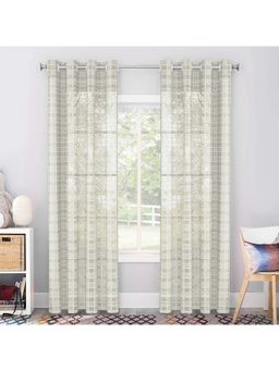 Story@Home - 242 Cm (8 Ft) Shower Polyester Semi Transparent Geometric Curtains (Pack Of 2)