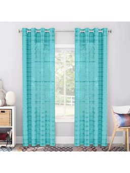 Story@Home - 242 Cm (8 Ft) Shower Polyester Semi Transparent Geometric Curtains (Pack Of 2)