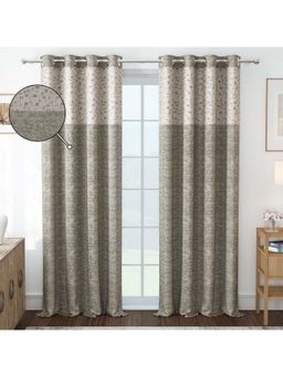 Story@Home - 242 Cm (8 Ft) Shower Polyester Room Darkening Geometric Curtains (Pack Of 2)