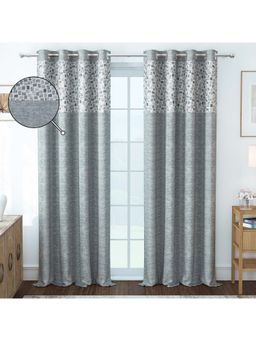 Story@Home - 242 Cm (8 Ft) Shower Polyester Room Darkening Geometric Curtains (Pack Of 2)
