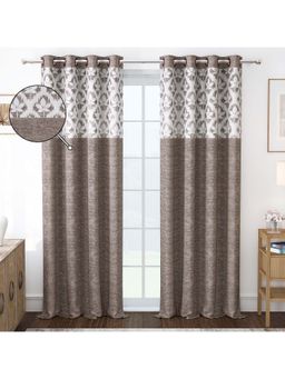 Story@Home - 242 Cm (8 Ft) Shower Polyester Room Darkening Floral Curtains (Pack Of 2)