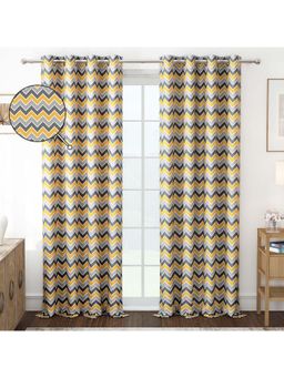 Story@Home - 242 Cm (8 Ft) Long Door Polyester Room Darkening Geometric Curtains (Pack Of 2)