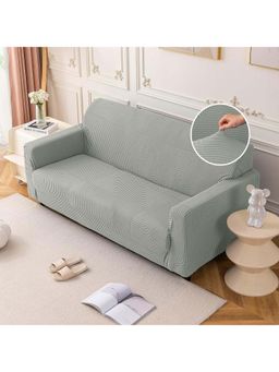 House of Quirk - Light Grey Five Seater Sofa Cover Universal Jacquard Waterproof For Couch