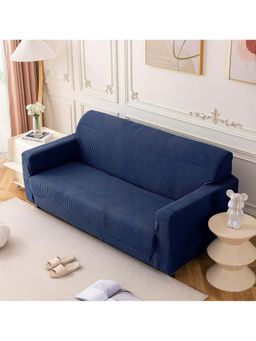 House of Quirk - Navy Blue Five Seater Sofa Cover Universal Jacquard Waterproof For Couch