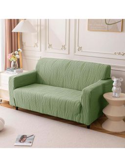 House of Quirk - Green Four Seater Sofa Cover Premium Jacquard Fabric Soft Stretchable Couch