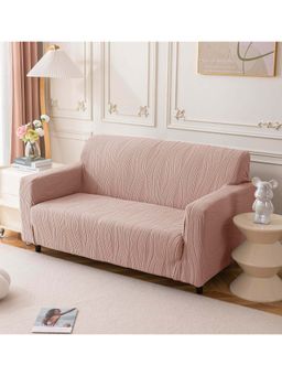 House of Quirk - Mauve Four Seater Sofa Cover Jacquard Waterproof For Couch Flexible Stretch Sofa