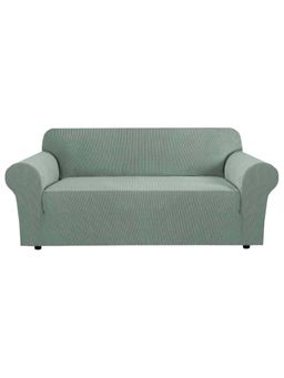 House of Quirk - Green Four Seater Sofa Cover Premium Jacquard Fabric Soft Stretchable Couch