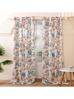 Story@Home - 275 Cm (9 Ft) Long Door Polyester Transparent Floral Curtains (Pack Of 2)