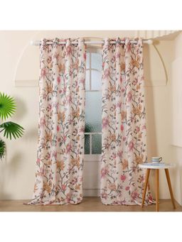 Story@Home - 275 Cm (9 Ft) Long Door Polyester Transparent Floral Curtains (Pack Of 2)