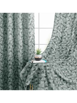 Story@Home - 275 Cm (9 Ft) Long Door Polyester Transparent Geometric Curtains (Pack Of 2)