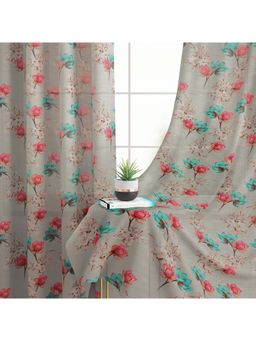 Story@Home - 275 Cm (9 Ft) Long Door Polyester Transparent Floral Curtains (Pack Of 2)