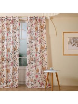 Story@Home - 275 Cm (9 Ft) Long Door Polyester Transparent Single Floral Printed Curtain