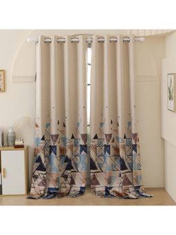 Story@Home - 275 Cm (9 Ft) Long Door Polyester Blackout Geometric Curtains (Pack Of 2)