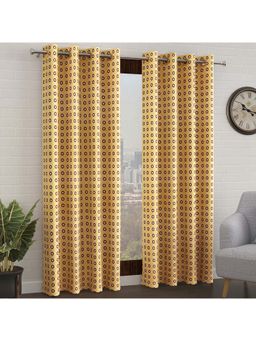 Story@Home - 275 Cm (9 Ft) Long Door Polyester Semi Transparent Geometric Curtains (Pack Of 2)