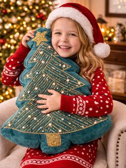 Little Surprise Box - Velvet Beaded Christmas Tree Shaped Christmas Pillow Home Decor