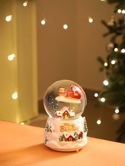 Little Surprise Box - Red Sledge Santa Snow Village Colourful Led Dome Music Christmas Table Decor