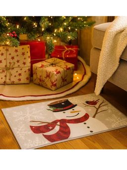 Little Surprise Box - Snowman Christmas Welcome Mat, Anti Skid Big Festive Floor & Entrance Door Mat