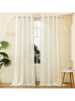 Story@Home - 275 Cm (9 Ft) Long Door Polyester Semi Transparent Geometric Curtains (Pack Of 2)