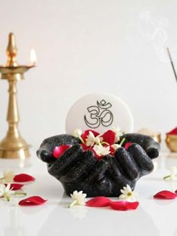 Homearte - Marble Om With Black Hands Base