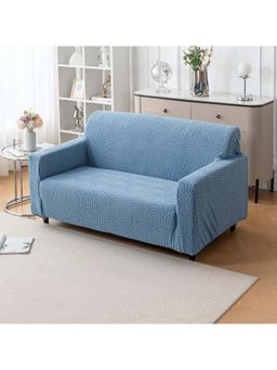 House of Quirk - Blue Single Sofa Cover Premium Jacquard Fabric Soft Stretchable Couch