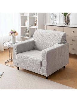 House of Quirk - Grey Single Sofa Cover Premium Jacquard Fabric Soft Stretchable Couch