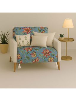 THROW PILLOW - Grey Humming Bird With White Corner Tassel Sofa Cover