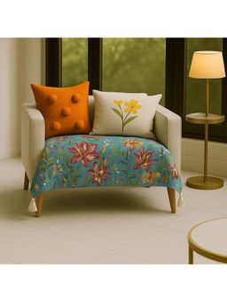 THROW PILLOW - Grey Humming Bird With White Corner Tassels Sofa Cover