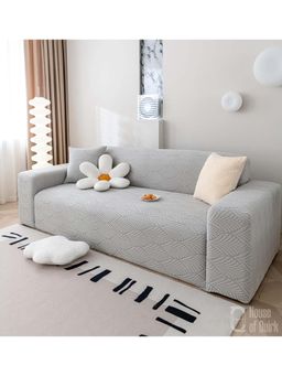 House of Quirk - Grey Triple Sofa Cover Premium Jacquard Fabric Soft Stretchable Couch