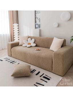 House of Quirk - Khaki Triple Sofa Cover Premium Jacquard Fabric Soft Stretchable Couch
